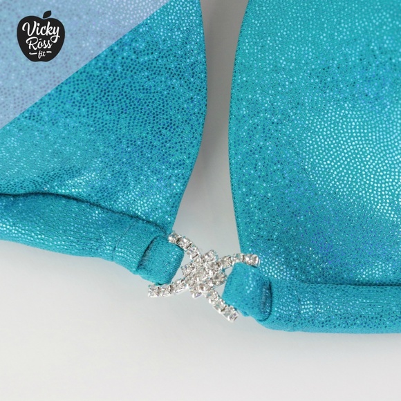Turquoise Blue Plain Competition Bikini Suit